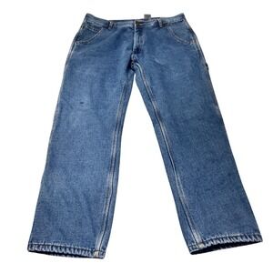 KEY Carpenter Jeans Blue Denim Relaxed Fit Straight Leg Work Pants‎ 36x30